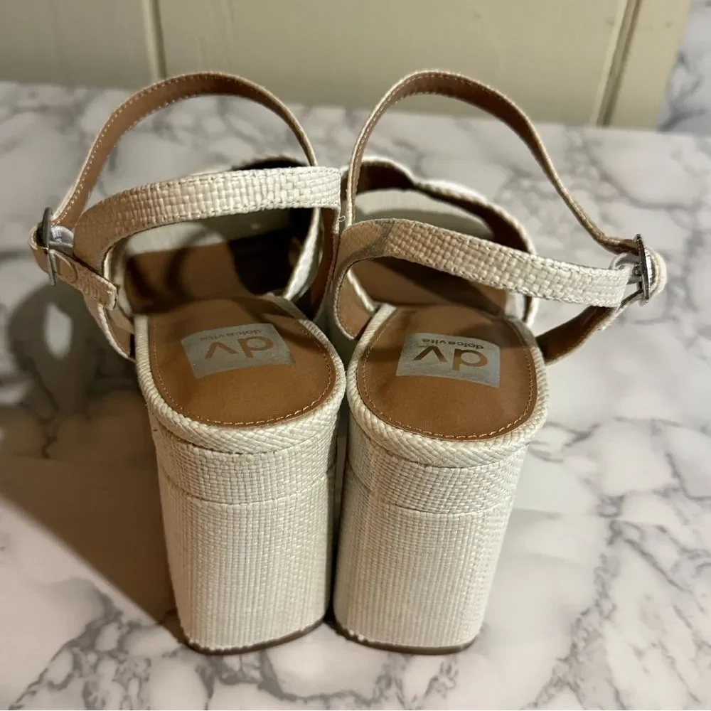 DV by Dolce Vita Waylan Raffia Platform Ankle Strap Sandal White Platform 11